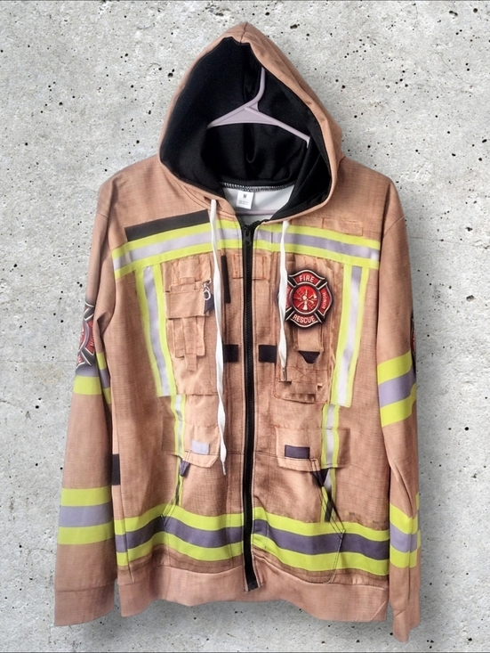 no brand Other - Men's Firefighter Print Zip Hoodie Size Medium